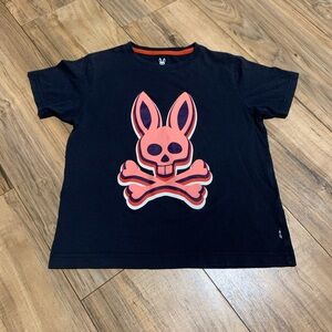Psycho Bunny Kids' Black Tee with Pink Graphic